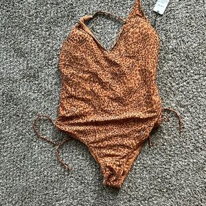 Leopard Print Halter Swimsuit